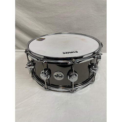 DW Used DW 6X14 COLLECTOR'S SERIES BLACK NICKEL OVER BRASS Drum Black Black 13