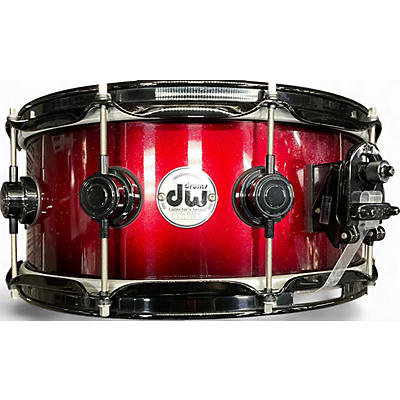 Used DW 6X14 Collector's Series Maple Snare Red to Black Sparkle Fade Drum