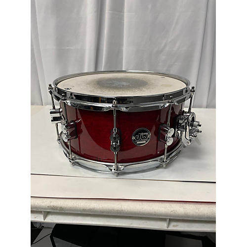 DW Used DW 7X14 Performance Series Snare Drum Red Red 17