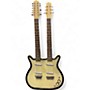Used Danelectro DB612 DOUBLE NECK Black and White Solid Body Electric Guitar Black and White