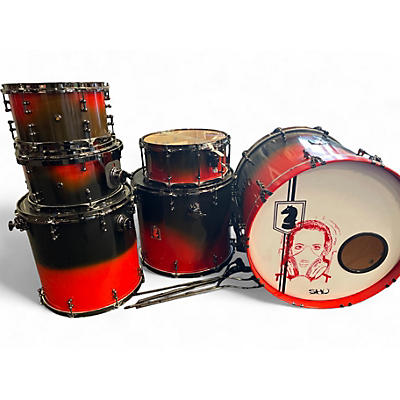 Used Dark Horse Percussion 6 Piece Custom Crimson Red Burst Drum Kit