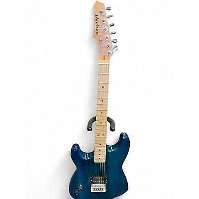 Used Davison Full Size Left Handed Trans Blue Solid Body Electric Guitar