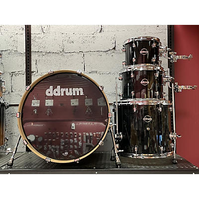 Used Ddrum 4 piece Dominion Birch With Ash Veneer Trans Black Drum Kit