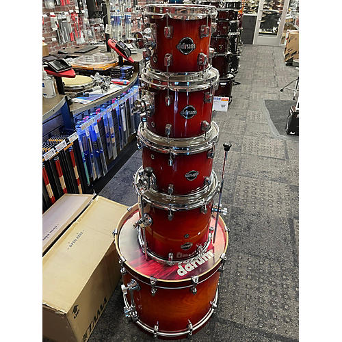 Ddrum Used Ddrum 5 piece Dominion Birch Red Burst Drum Kit Red Burst