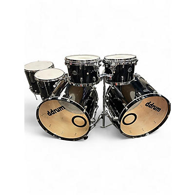 Ddrum Used Ddrum 6 Piece CUSTOM MAPLE DUAL 24" KICK SHELL PACK GLOSS BLACK Drum Kit