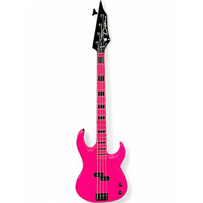 Used Dean Custom Zone 4-String Flourescent Pink Electric Bass Guitar