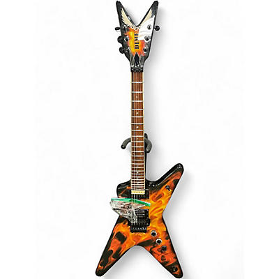 Used Dean Dime-O-Flame Flame on Black  Solid Body Electric Guitar