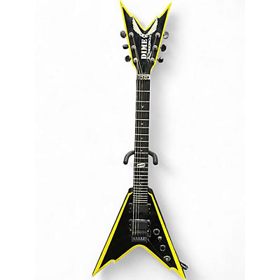 Used Dean Dime Razorback V Black and Yellow Solid Body Electric Guitar