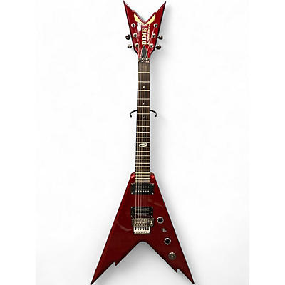 Used Dean Dime Razorback V Chrome Red Metallic Solid Body Electric Guitar