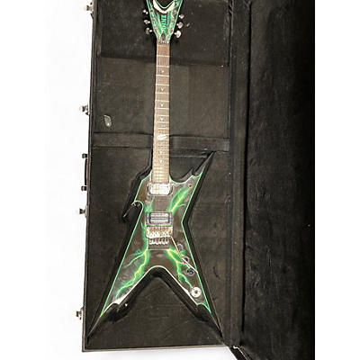 Used Dean Dime Razorback  green lightning bolt Solid Body Electric Guitar