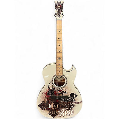 Used Dean Exhibition series resurrection White Graphic Acoustic Electric Guitar