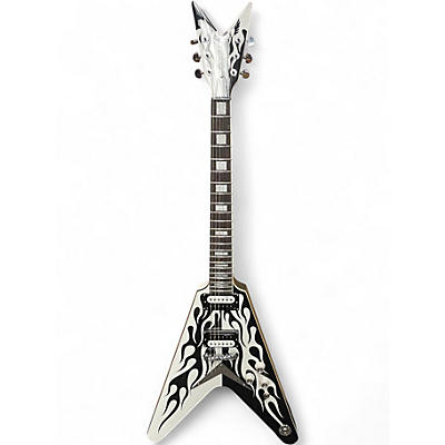 Used Dean MICHAEL SCHENKER BLACK AND WHITE FLAMES Solid Body Electric Guitar