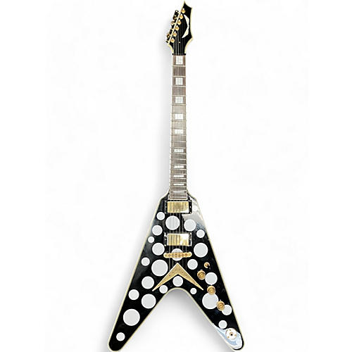 Used Dean V Straight Six Black With White Polka Dots Solid Body Electric Guitar Black With White Polka Dots