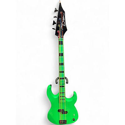 Used Dean Zone 4 String Nuclear Green Electric Bass Guitar