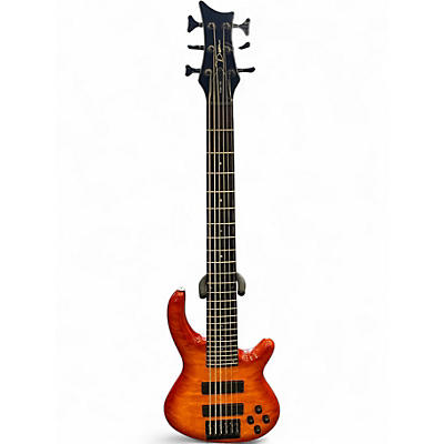 Used Dean edge q6 Amber Electric Bass Guitar