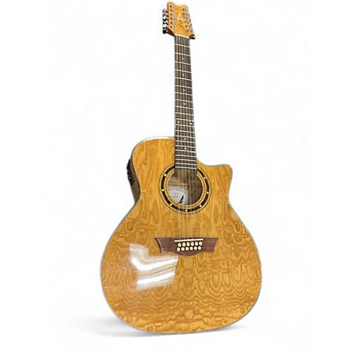 Used Dean eqa12gn burl maple 12 String Acoustic Electric Guitar burl maple