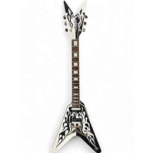 Dean Used Dean michael shenker v black and white flame Solid Body Electric Guitar black and white flame