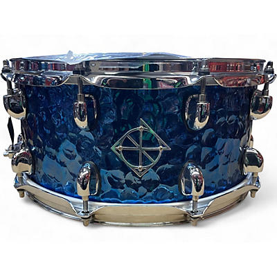 Used Dixon 14in Cornerstone Titanium-Plated Hammered Steel Snare 14 x 6.5 Blue Titanium Drum