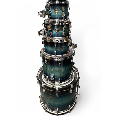Used Dixon 5 Piece ARTISAN BUBINGA Blue Galaxy Drum Kit
