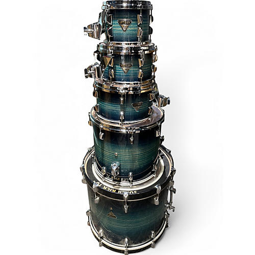 Used Dixon 5 Piece ARTISAN BUBINGA Blue Galaxy Drum Kit Blue Galaxy