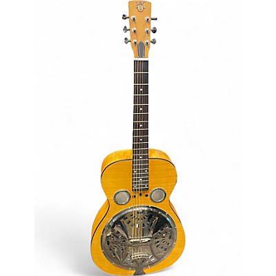 Used Dobro Dobro Hound Dog Deluxe Round Neck Acoustic-Electric with Pic Vintage Natural Resonator Guitar