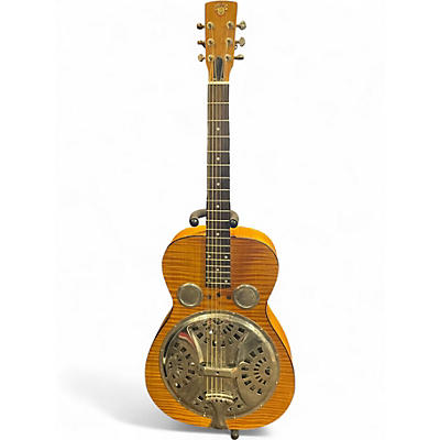 Used Dobro Hound Dog Deluxe Round Neck Tiger Eye Resonator Guitar