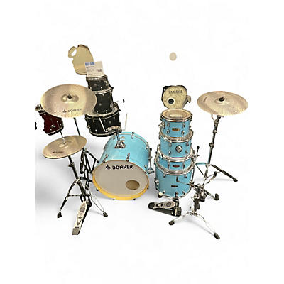 Used Donner 5 Piece Silent Practice Blue Drum Kit