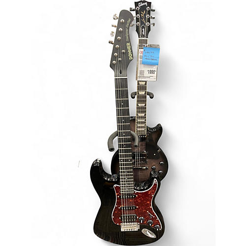 Used Donner DESIGNER SERIES STRATOCASTER STYLE Black Solid Body Electric Guitar Black