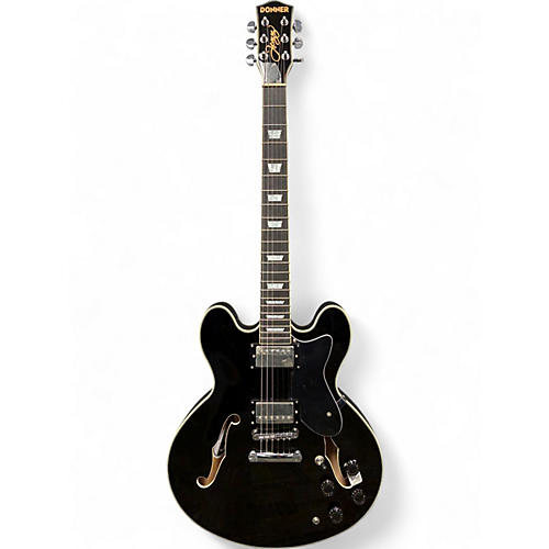 Used Donner DJP-1000 Black Hollow Body Electric Guitar Black