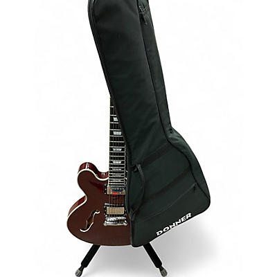Used Donner DJP1000 Burgundy Hollow Body Electric Guitar