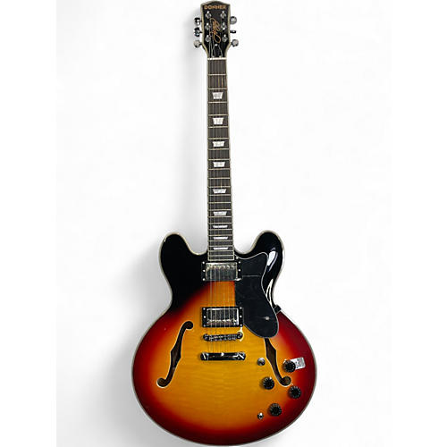Used Donner DJP1000 JAZZ 3 Tone Sunburst Hollow Body Electric Guitar 3 Tone Sunburst