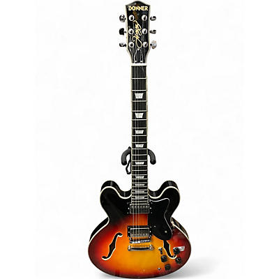 Used Donner DJP1000 Sunburst Hollow Body Electric Guitar