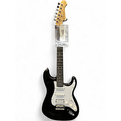 Used Donner Standard S-Style Black Solid Body Electric Guitar