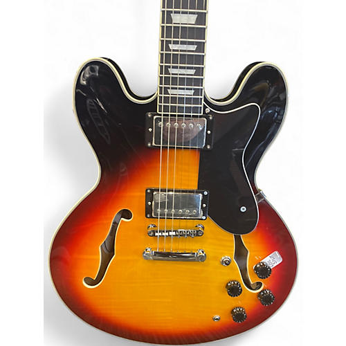Used Donner djp1000 3 Color Sunburst Hollow Body Electric Guitar 3 Color Sunburst