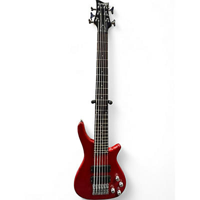 Used Douglas 6 String Trans Red Electric Bass Guitar