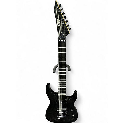 Used ESP BUZ-7 Floyd Rose Upgrade plus white titanium TRANS BLACK Solid Body Electric Guitar TRANS BLACK
