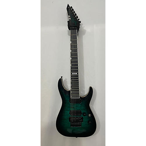 ESP Used ESP E-II Horizon FR-7 7-String With Floyd Rose Turquoise Solid Body Electric Guitar Turquoise