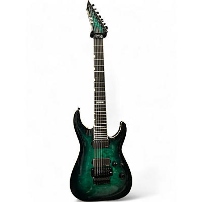 Used ESP E-II Horizon FR-7 7-String with Floyd Rose Turquoise Burst Solid Body Electric Guitar