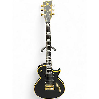 Used ESP EC1000 Deluxe BLACK WITH GOLD BINDING Solid Body Electric Guitar