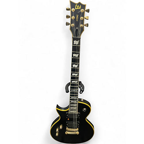 Used ESP EC1000 Deluxe Left Handed Black and Gold Electric Guitar Black and Gold
