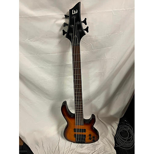 ESP Used ESP LTD B155DX 5 String Tobacco Sunburst Electric Bass Guitar Tobacco Sunburst