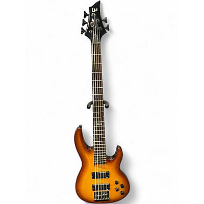 Used ESP LTD B155DX 5 String Trans Amber Electric Bass Guitar
