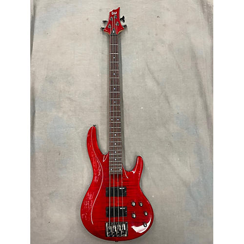 ESP Used ESP LTD B204 Crimson Red Trans Electric Bass Guitar Crimson Red Trans