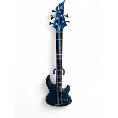 Used ESP LTD B205SM 5 String Blue Electric Bass Guitar
