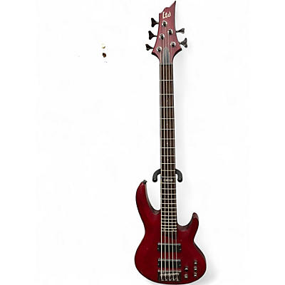 Used ESP LTD B335 5 String Trans Red Electric Bass Guitar