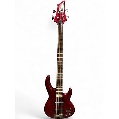 Used ESP LTD B404 Trans Red Electric Bass Guitar