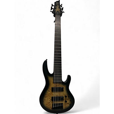 Used ESP LTD D6 6 String black natural Electric Bass Guitar