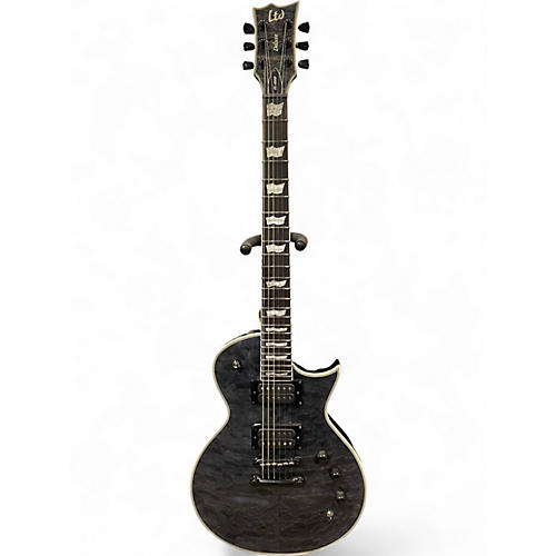 Used ESP LTD DELUX EC-1000 PIEZO See Thru Black Solid Body Electric Guitar See Thru Black