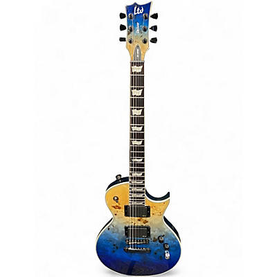 Used ESP LTD EC1000 Cerulean Burl Burst Solid Body Electric Guitar