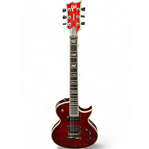 ESP Used ESP LTD EC1000 Deluxe Black Cherry Solid Body Electric Guitar Black Cherry